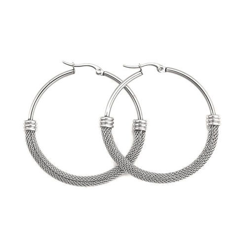 Fashion Stainless Steel Hoop Earrings  Round 4 Sizes Trendy Women Girls Jewelry Gift, Post/ Wire Size: (18 gauge), 1 Pair ► Photo 1/6