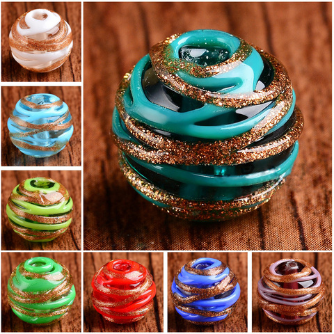 5pcs 14mm Round Clew Shape Handmade Lampwork Glass Loose Beads for Jewelry Making DIY Crafts Findings ► Photo 1/4