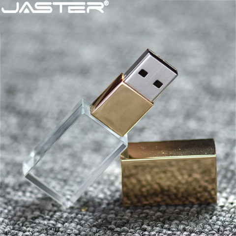 JASTER Crystal usb 2.0 sticks 3D print custom logo 4GB 16GB flash pendrive 32GB 64GB transparent glass (over 10 pcs free logo) ► Photo 1/6