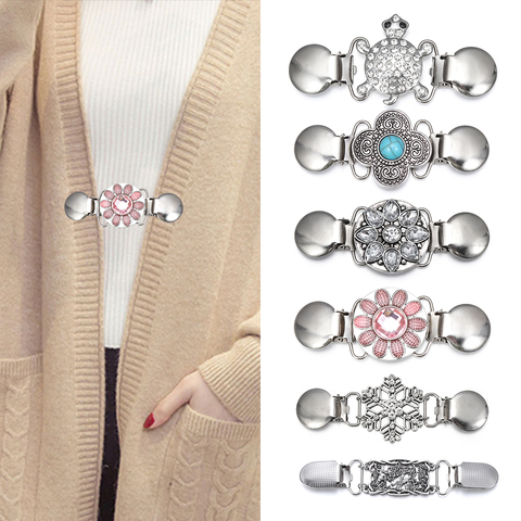 Vintage Cardigan Duck Clip Pin Women Shawl Blouse Collar Sweater Scarf Clasp Charm Shiny Rhinestone Pin Fashion Gift for Ladies ► Photo 1/6