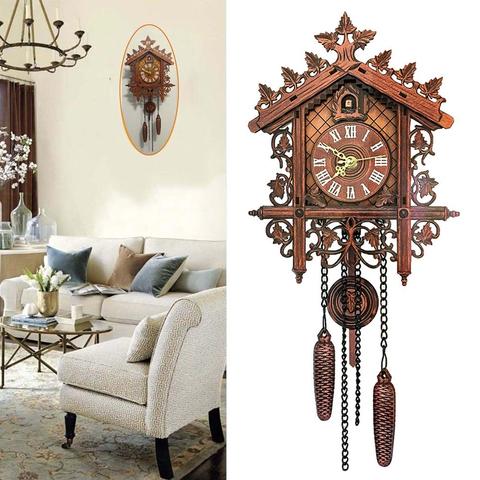 Vintage Wall Clock Wooden Cuckoo Tree House Design Antique Clocks Wall Hanging Clocks Decorative Wall Clocks Home Decoration ► Photo 1/6