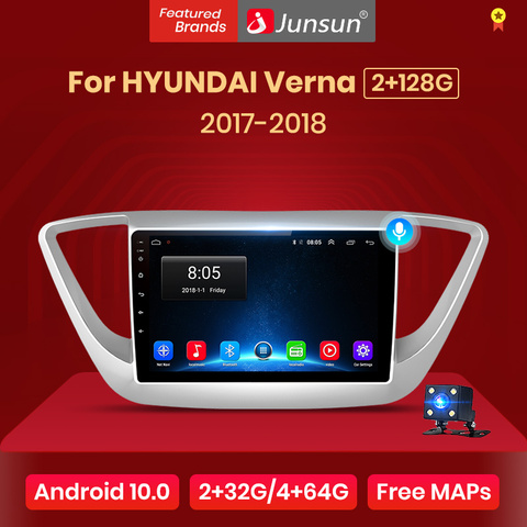 Junsun V1 2G+32G Android 10.0 DSP For Hyundai solaris 2017 Verna Car Radio Multimedia Video Player Navigation GPS RDS 2 din dvd ► Photo 1/6