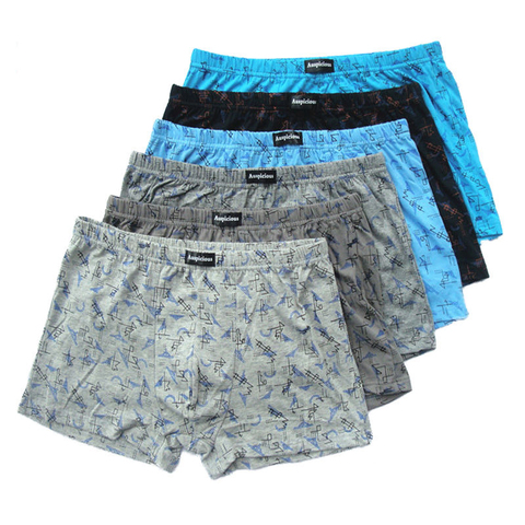 5pcs/Lot Men's underwear 110KG large size 100% cotton Men's mid-rise loose and comfortable boxer ► Photo 1/6