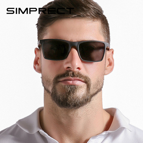 SIMPRECT UV400 Polarized Sunglasses Men 2022 Anti-Glare Driver's Square Sunglasses Retro Vintage Mirror Sun Glasses For Men ► Photo 1/6