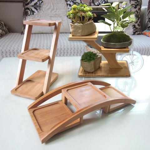 Desktop multi-layer flower stand green radish meat wood floating window balcony living room office mini flower pot shelf ► Photo 1/5