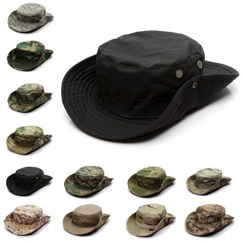 Camouflage Tactical Cap Military Boonie Hat US Army Caps Camo Men Outdoor Sports Sun Bucket Cap Fishing Hiking Hunting Hats 60CM ► Photo 1/6