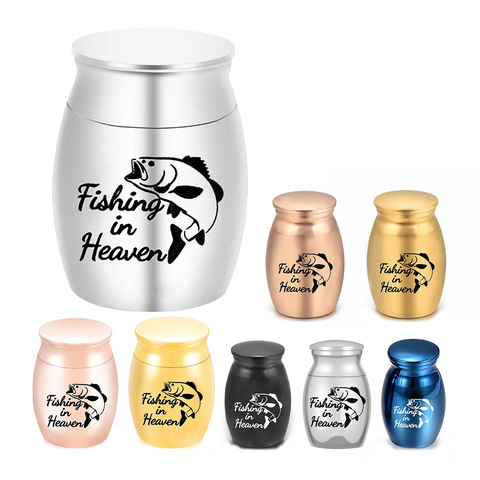 Fishing in Heaven Cremation Urns,Cylinder Bottle Ashes Holder Jar , Fish Memorial Funeral Pendant Mini ► Photo 1/6
