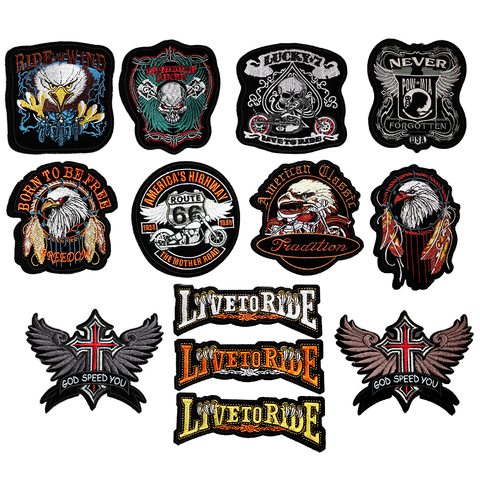 Small Eagle Letter Skull Patch Morale Iron On Biker Wings Back Patch Badge Punk Motorcycle Embroidery Patches For Clothes ► Photo 1/6