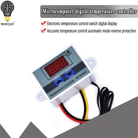10A 12V 24V 110V 220V AC Digital LED Temperature Controller XH-W3001 for Arduino Cooling Heating Switch Thermostat NTC Sensor ► Photo 1/6
