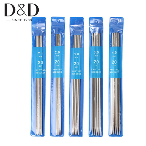 5pcs Stainless Steel Knitting Needles Set Double Pointed 20cm Long Crochet Hook Weave Sweater DIY Crafts Stitch Knitting Tool ► Photo 1/6