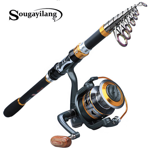 Sougayilang Fishing Rod and Reel Combos Portable Telescopic Fishing Pole Spinning Reels for Saltwater Freshwater Fishing Pesca ► Photo 1/6