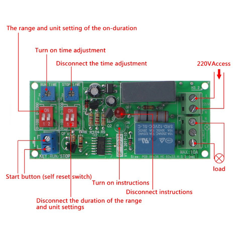 Dual Time Adjustable Cycle Delay Timing Relay Repeat ON OFF Switch Infinite Loop Timer Module AC 100V 110V 120V 220V 230V 240V ► Photo 1/6