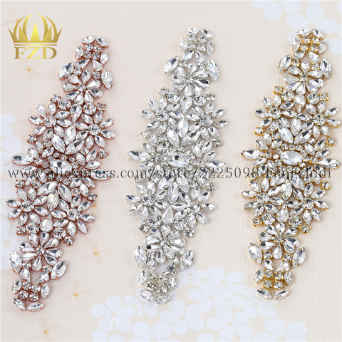 (1 piece) Sew On Strass Applique Rhinestone For Wedding Belt Pearl Patch Crystals Iron On Glass For Bridal Headband Trim ► Photo 1/6