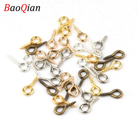 200 PCS Miniature Pinhole Screw Buckle For DIY Jewelry Making Accessories Eyebolt Screw Close Rings Hooks ► Photo 1/4