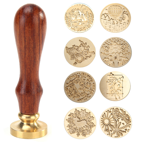 Wax Seal Antique Sealing Wax Stamp Wood Handle DIY Envelope Wedding Invitations Replace Copper Head Hobby Tools Sets ► Photo 1/6