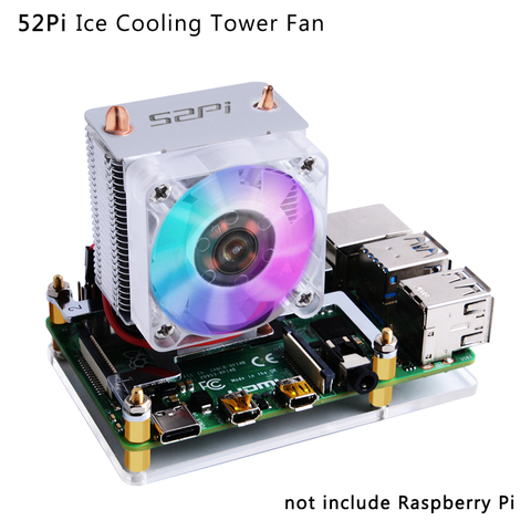 52Pi Ice Tower Cooling Fan for Raspberry Pi 4 Copper Tube with RGB Fan + Acrylic Plate Case for Raspberry Pi 4 Model B ► Photo 1/6