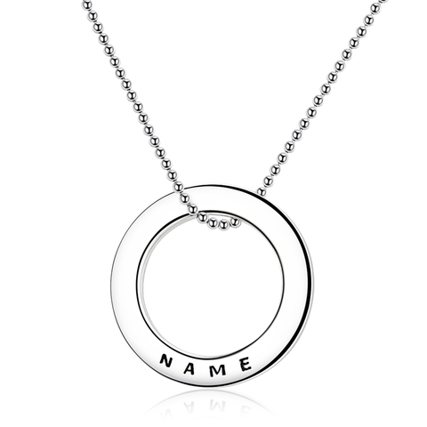 Strollgirl 925 Sterling Silver Linked Circle Necklace Personalized Customization Engraved Name Necklace Valentines Day Gift ► Photo 1/6