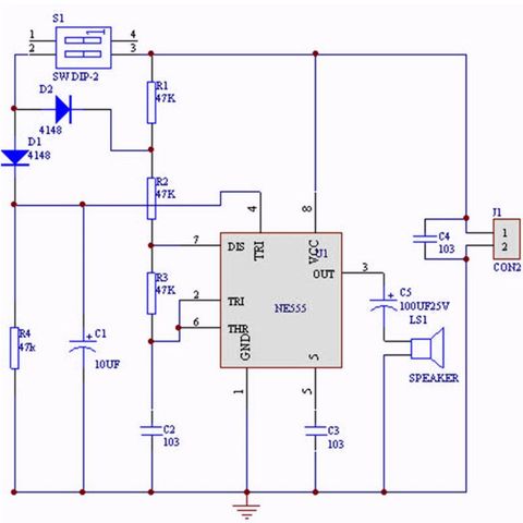 NE555 Oscillator Buzzer Electronic DIY Tone Generator LED Kit 8R 0.25W Speaker 203B ► Photo 1/6