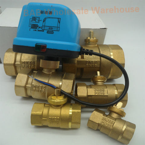 AC220V Electric actuator motorized brass ball valve 2 way 3 wire automatic control valve for Cold&hot water/Water vapor/heat gas ► Photo 1/6