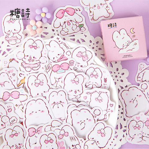 45 Pcs Scrapbooking Stickers Set Kawaii Rabbit Decorative Label Sticker for DIY Art Craft Planner Scrapbook Diary Calendar Album ► Photo 1/5