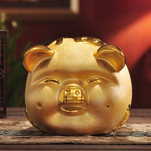 Lovely Ceramic Pig Piggy Bank Home Decoration Golden Pig Figurine Money Box Ornament Coin Saving Boxes Kids Birthday Gift ► Photo 1/6