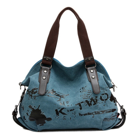 Vintage Graffiti Women Bag Canvas Handbag Female Famous Designer Shoulder Bag Ladies Tote Large Crossbody Sac a Main bolsos Muje ► Photo 1/6