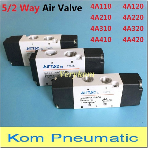 All Size Pneumatic 5/2 Way Single Or Double Air Control Valve 4A110-06 4A120-06 4A210-08 4A220-08 5 Port 1/4