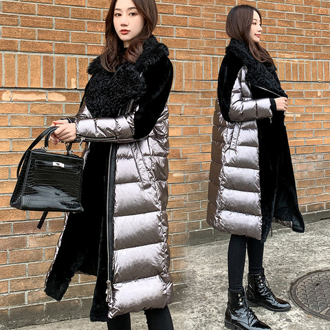 2022 New Women's Fried Street Down Jacket Lamb hair Stitching Bright White Duck Down Jackets Winter Thicken Warm Parka Overcoat ► Photo 1/6