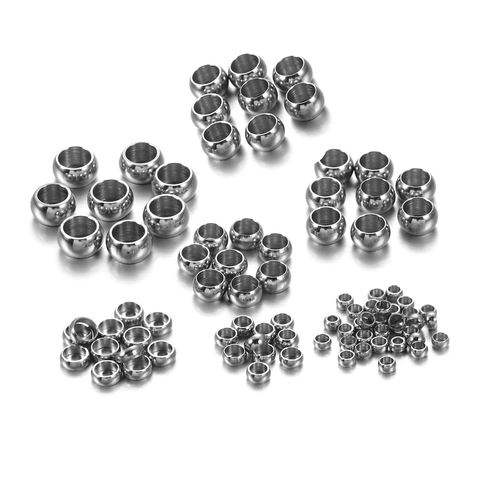 120pcs 1.5 2.5 4mm Stopper Spacer Beads Stainless Steel Big Hole Ball Crimp End Beads For Diy Jewelry Making Findings Supplies ► Photo 1/6