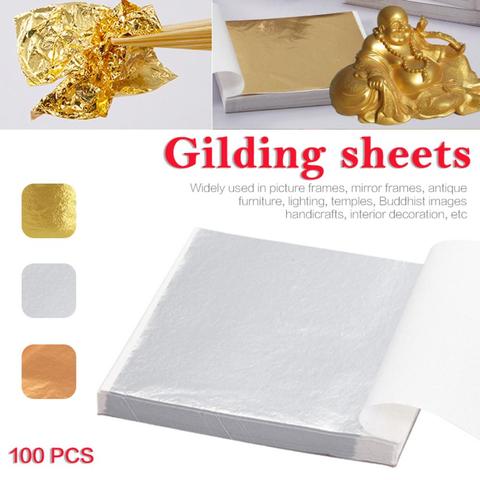 100 Sheets Imitation Gold Leaf Foil, Silver Leaf Foil, Copper Leaf Foil,  Gold Leaf Sheets, Nail Art Supplies, Gilding, DIY Arts and Crafts 