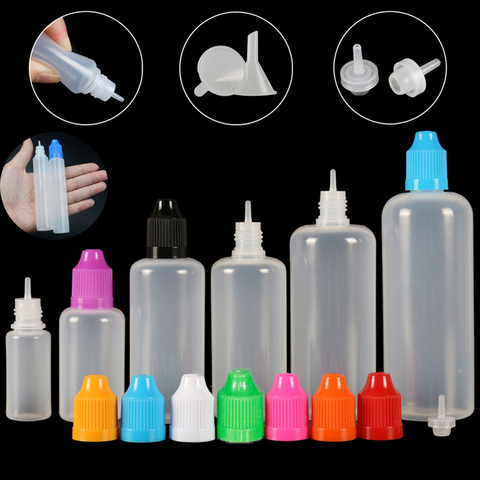 10pcs 3/5/10/15/20/30/50/100/120 ml Empty LDPE Plastic E Liquid Juice Dropper Eye Squeezable Bottles Long Tip Cap Vape Container ► Photo 1/6