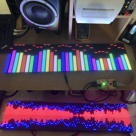 AS128 Voice Control Full Color RGB Music Spectrum Display Analyzer Stereo Audio KTV Stage LED Rhythm Light 64 Mode MP3 Amplifier ► Photo 1/6