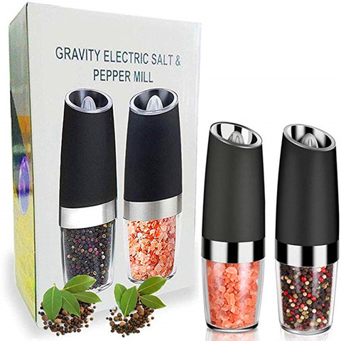 Set of 2 Automatic Electric Gravity induction Adjustable Pepper Grinder Pepper Mill Food Particles Grinder For home Kitchen ► Photo 1/6
