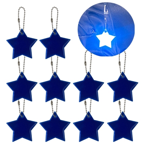 10Pcs Child Safety Reflectors Keyrings Stylish Reflective Stars Gear Backpacks Strollers Jackets Safe Reflector Keychain ► Photo 1/6