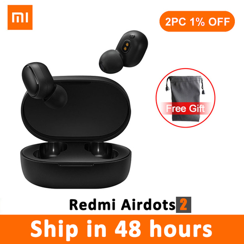 New Original Xiaomi Redmi Airdots 2 TWS Noise reduction Bluetooth Earphone Stereo bass 5.0 With Mic Handsfree Earbuds AI Control ► Photo 1/6