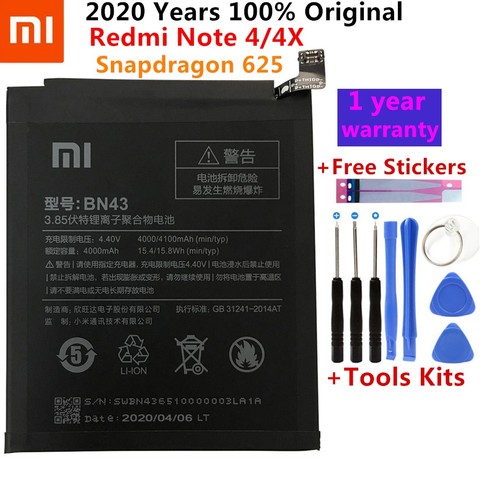 100% XiaoMi  New Original Real 4100mAh BN43 Battery For Xiaomi Redmi Note 4X 3G+32G / For Redmi Note 4 global Snapdragon 625 ► Photo 1/6