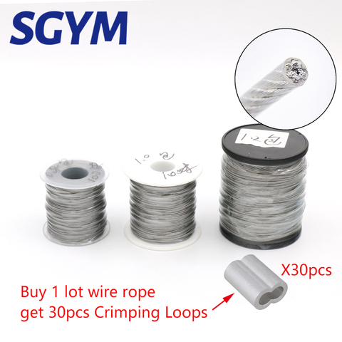 100Meters wire Rope PVC Transparent Coated Cable 304 Stainless Steel rope Clothesline Diameter 0.8mm 1mm 1.5mm 2mm 3mm ► Photo 1/1