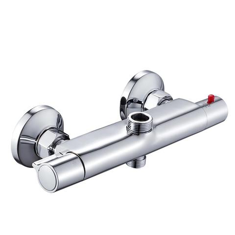 Bath Shower Faucet Thermostatic Faucets Wall Mounted Mixer Valve Tap Temperature Control Rain Shower Chrome Bathroom Twin Outlet ► Photo 1/6