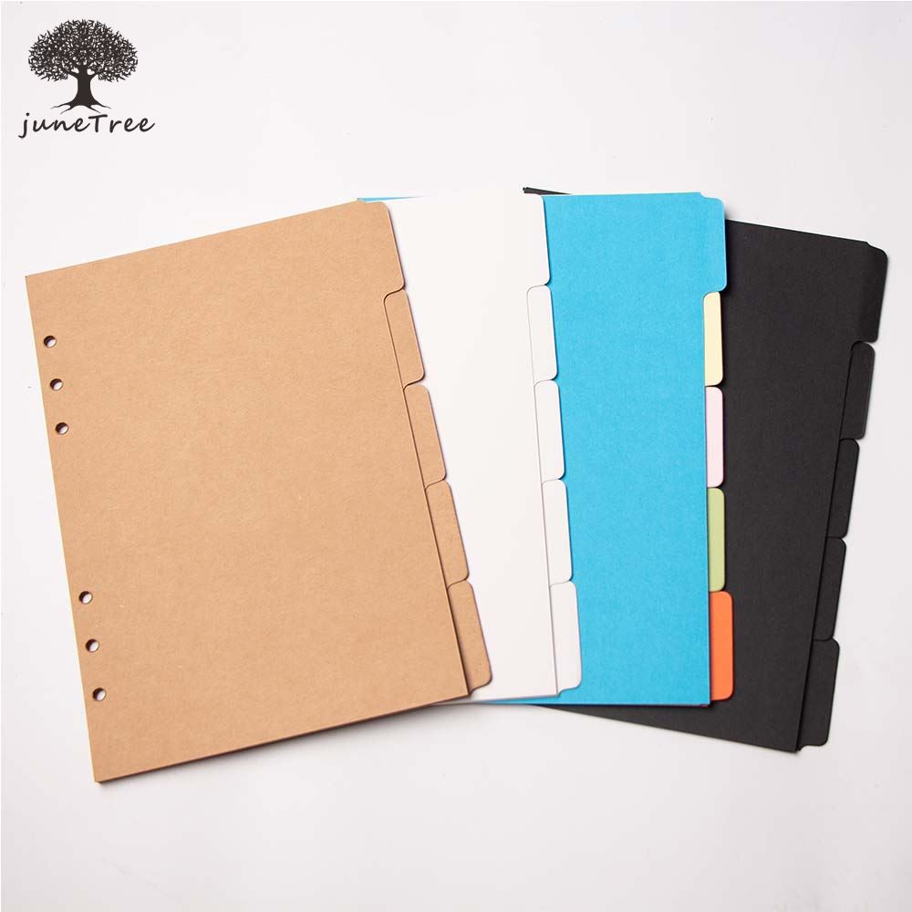 Colorful thick paper Separator Rings Notebook 6 hole Index Page A5 A6 Loose Leaf Diary Categories Clapboard journal ► Photo 1/6