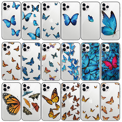 Cute Butterfly Phone Case For iphone XR 11 12 Pro XS Max X SE 2 2022 8 7 6 6S Plus 5 Clear Soft TPU Case For iphone 11 Pro Max ► Photo 1/6