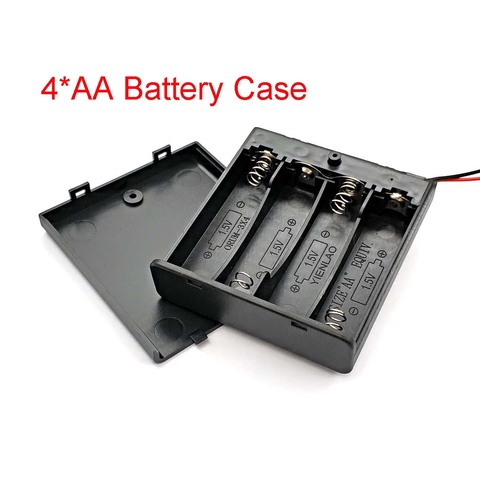 Black Plastic 4 AA Size Power Battery Storage Case Box Holder Leads With4 Slots AA Size Power Battery Storage Case Box ► Photo 1/6