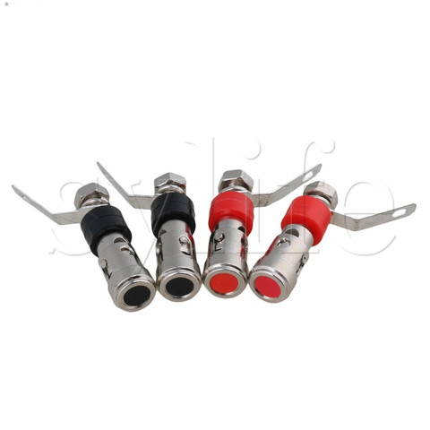 4pcs Silver Spring Loaded Press Speaker Binding Post Amplifier Terminal Small ► Photo 1/3