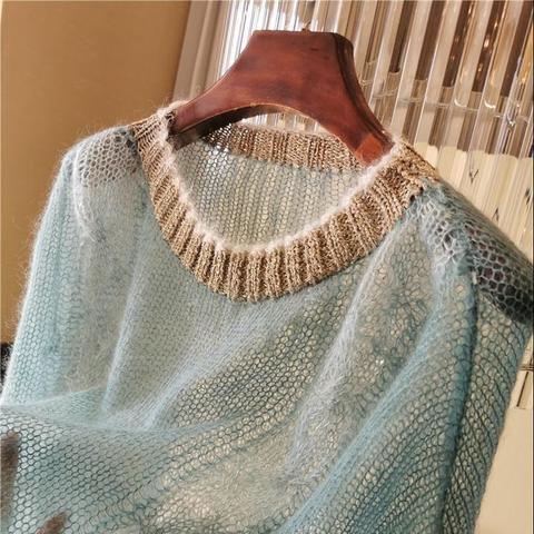 2022 New Hollow Out Casual Basic Autumn Sweater Women Long Sleeve O-neck Soft Knit Sweaters Pullovers Female Jumper Top C94 ► Photo 1/6