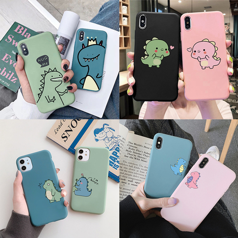 Cartoon Lovely Dinosaur Case For iPhone 12 Pro Max mini TPU Coque For iPhone 11 11pro 7 8 6 6S Plus X XR Xs Max SE 2 Couple Case ► Photo 1/6