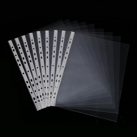 20PCS A4 Size Multipurpose File 11-Hole Loose Leaf Clear PVC Sheet Page Document Punched Pocket Folder Protector for Files Paper ► Photo 1/6