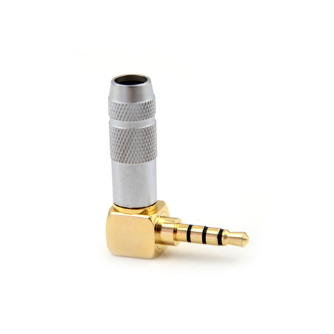 New 4 Pole Male Plug 3.5mm Angled Audio Connector Silver Stereo 3.5mm 4 Pole 90 Degree Repair Headphone Jack Plug Cable Solder ► Photo 1/6