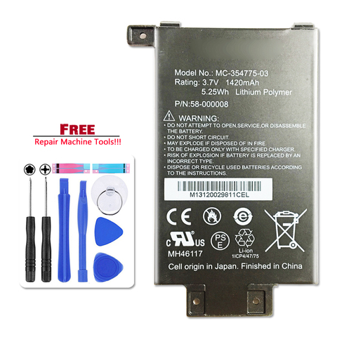 For Amazon Kindle PaperWhite S2011-003-S 58-000008 MC-354775-03 DP75S Battery MC-354775-03 58-000008 1420mAh ► Photo 1/6