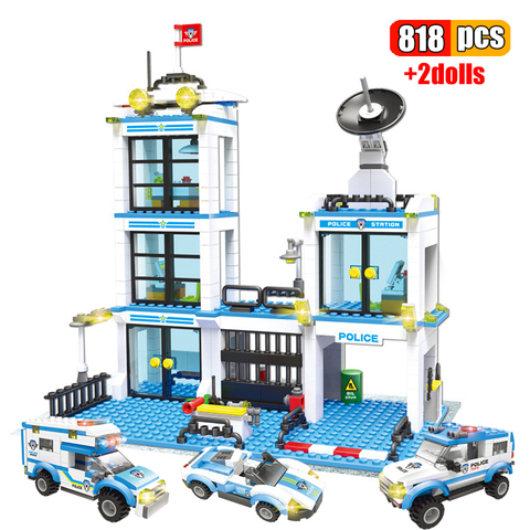 818Pcs City Police Station Building Blocks SWAT Vehicle Police Command Creative Model DIY Bricks Educational Toys for Children ► Photo 1/1