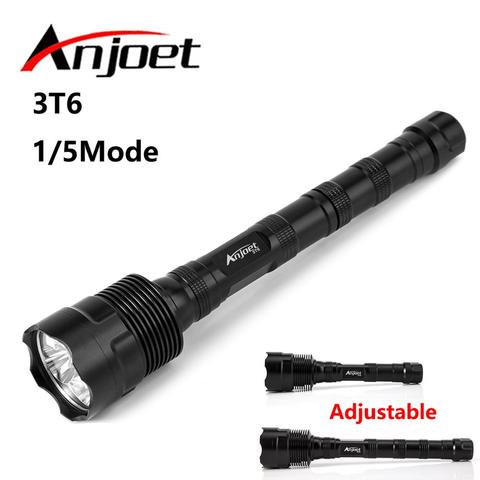 Anjoet 6000LM Powerful LED Flashlight 18650 3*Cree XML T6 Self defense Military Tactical Torch Light Camping Hunt lamp ► Photo 1/6