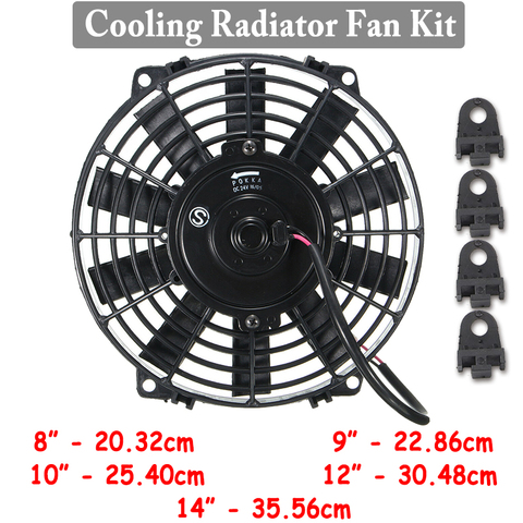 8 9 10 12 14 Inch Universal Slim Fan Push Pull Electric Radiator Fan Cooling & mounting kit 12V 80W 2100RPM ► Photo 1/4